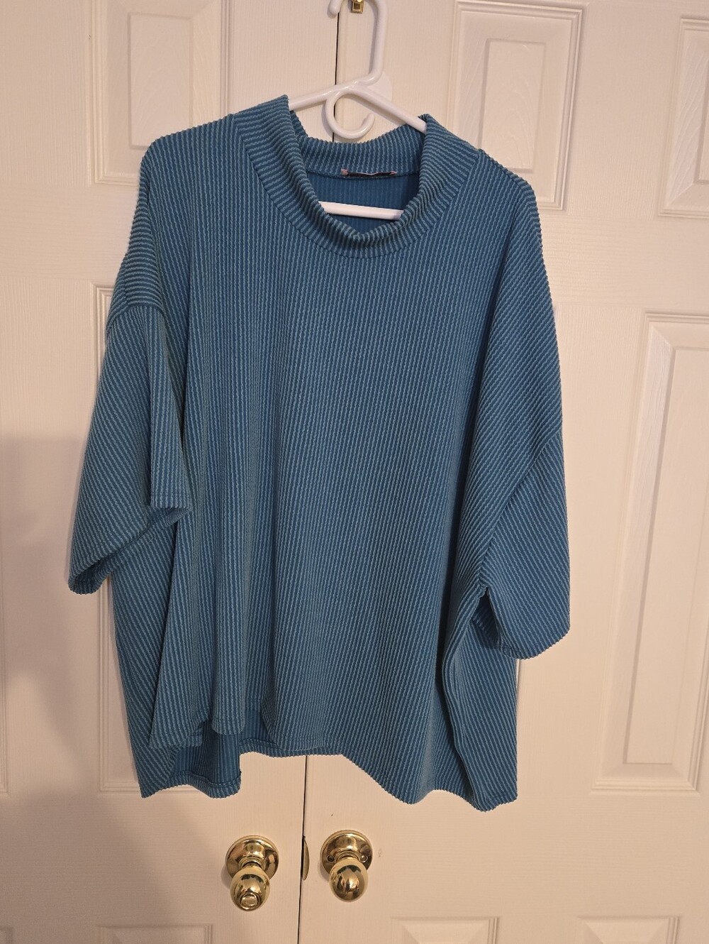 Discount Divas Raised Rib Mock Neck Top - Teal